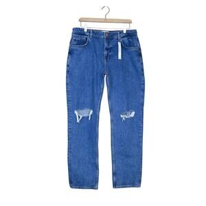 asos Design Women's 12 Wide Leg Distressed Dad Jean  NEW